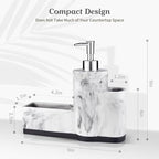 zccz Soap Dispenser with Sponge Holder and Brush Holder, Marble Pattern Kitchen - Image 2