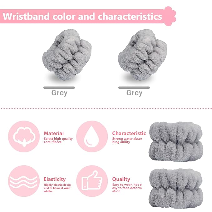 2pcs Wrist Bands for Washing Face, Microfiber Face Washing Wristbands, Arm - Image 2