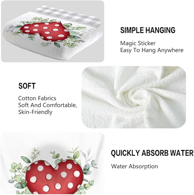 Valentine Bathroom Hand Towels, 2 Packs Decorative Pink Love Heart Kitchen - Image 3