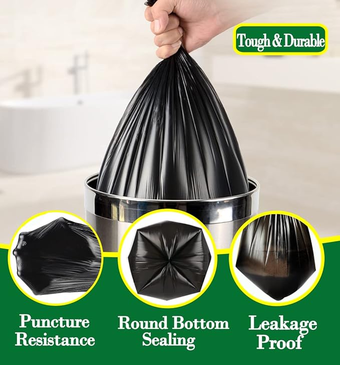 2.5 Gallon 120 pcs Small Black Trash Bags, Strong 2.5 Gallon 2.6 Gallon Garbage - Image 3