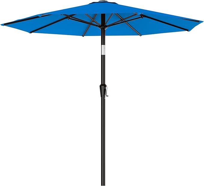 AreShark 9 FT Patio Umbrella for Outdoor, Outdoor Table Umbrella with Push Button Tilt and Crank, Outdoor Patio Umbrellas with 8 Sturdy Ribs for Market, Garden, Pool (Royal Blue) by Unknown