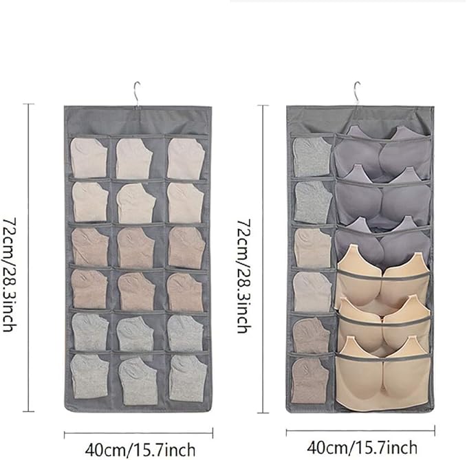 Closet Hanging Organizer with Mesh Pockets & Rotating Metal Hanger, Dual Sided - Image 4