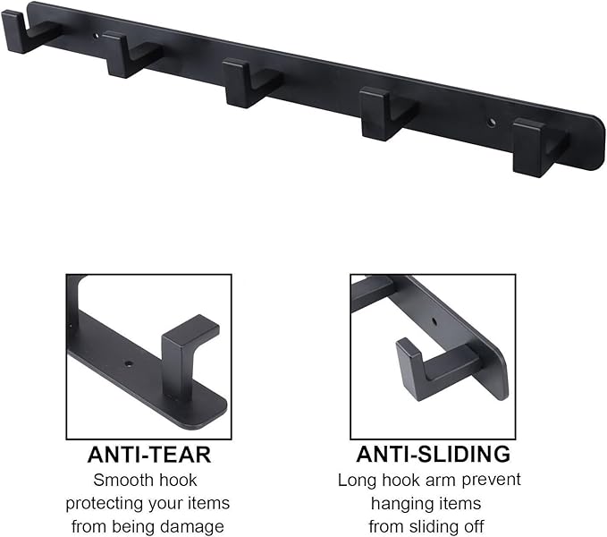 Coat Rack, Heavy Duty Stainless Steel 5 Tri Coat Hook Hanger, Wall Mounted - Image 3