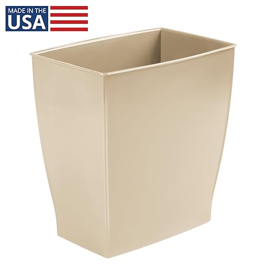iDesign Small Plastic Bathroom Trash Can, Slim Rectangle Garbage Bin - Image 2