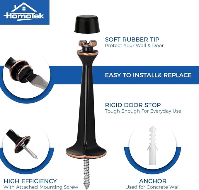HOMOTEK 20 Pack Heavy Duty Solid Rigid Door Stop - Image 2
