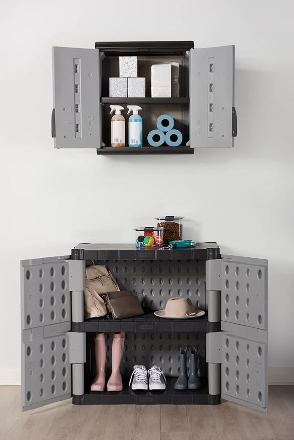 Rubbermaid Wall Mounted Storage Cabinet with Doors 150-Pound Capacity Gray Lockable Three-Shelf Cubbard for Tools/Car Accessories/Cleaning in Home/Garage/Outdoor Areas - Image 15