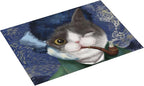 Funny Cat Dish Drying Mat for Kitchen Counter Decor 18x24 Inch Floral Absorbent - Image 2