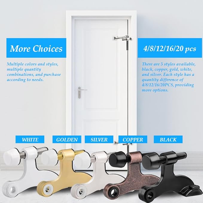OBTANIM 20 Pack Hinge Pin Door Stopper Heavy Duty Metal Adjustable Door Stops - Image 6