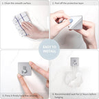 VIS'V Adhesive Towel Hooks, Waterproof Shower Wall Stick on Hooks, 2 Extra - Image 7