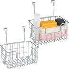 Wire Hanging Storage Basket 2 Packs, Wall Mounted Kitchen Bathroom Storage by JUNCHUCHERRY