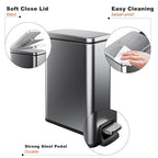 Slim Bathroom Trash Can with Lid Soft Close, 1.6 Gallon Stainless Steel Garbage - Image 7