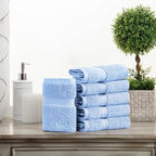 Superior Solid Egyptian Cotton Face Towel Set, Light Blue - Image 2