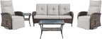 5 Piece Patio Furniture Set with Swivel Recliner Chair - Removable Outdoor Patio Couch Set, Chaise Lounge Chair Outdoor with Adjustable Backrest and Footrest and Coffee Table for Casual Gathering by Belord