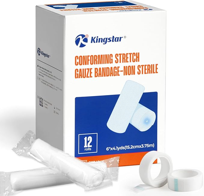 Gauze Rolls Bandages 6" x 4.1yds, Conforming Stretch Gauze Bandage 6 Inch by Kingstar