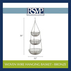 RSVP International Hanging Storage Collection 3-Tier Baskets, Bronze Woven Wire - Image 6