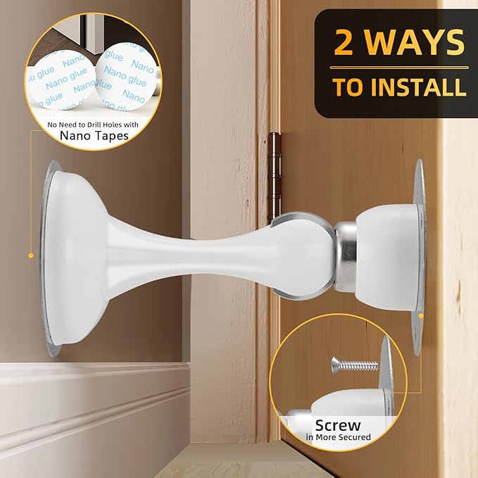 YDAJIURI 2Pack Magnetic Door Stop No Drilling Door Stop - Image 4