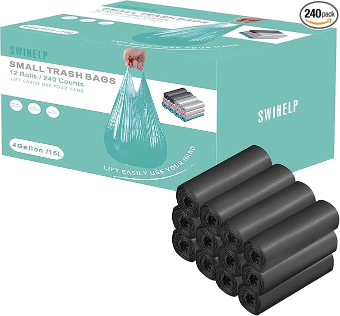 Small Trash Bags 240 Count Garbage Bags SWIHELP Waste Basket Liners by SWIHELP