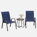 Patio Table and Chairs Set - 3 Piece Outdoor Stackable Dinging Chairs for All Weather,Breathable Garden Furniture for Deck Garden Backyard (Navy Blue) by VonzoyHome