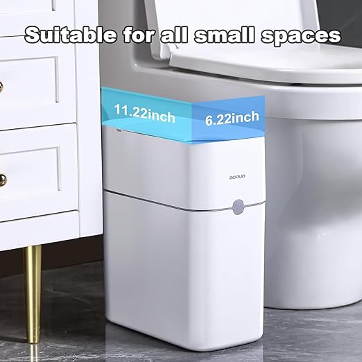 MOPUP Bathroom Trash Can, Automatic Bagging Garbage Can, 3.5 Gallon Slim Smart - Image 4