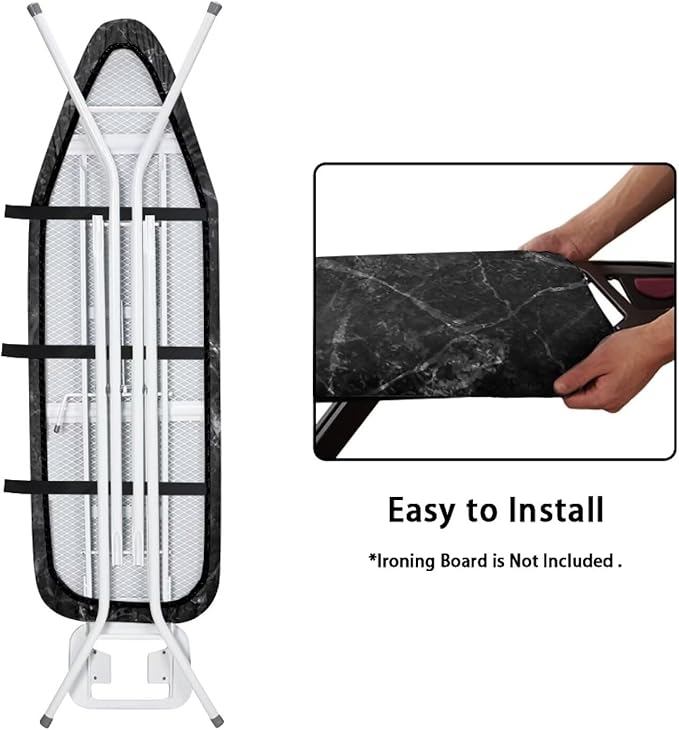 ZDCUSTOM Black Marble Ironing Board Cover and Pad- 52" x 13" Iron Board Cover - Image 4