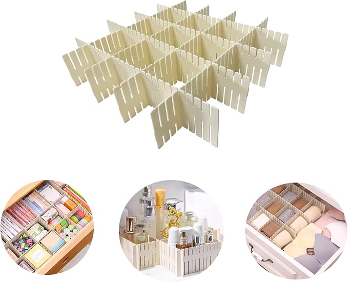 Onerbuy 8pcs Adjustable Grid Drawer Dividers DIY Plastic Closet Separator Tidy - Image 2