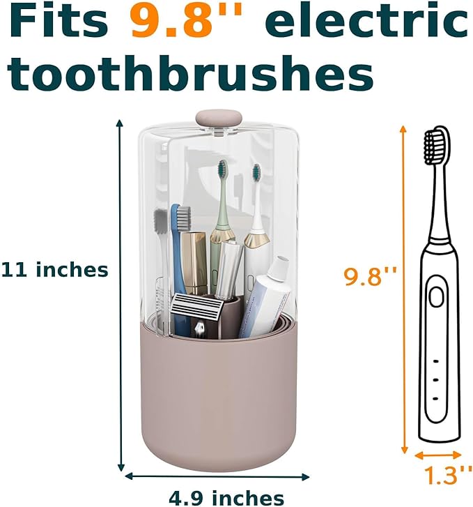 Toothbrush Holder with Cover 360 Rotating 4 Compartments Bathroom Toothpaste - Image 5