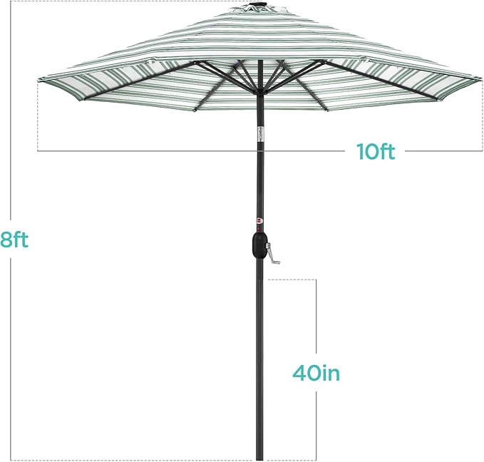 Best Choice Products 10ft Solar Polyester LED Lighted Patio Umbrella w/Tilt Adjustment and UV-Resistant Fabric - Image 7