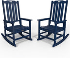 Oversized Rocking Chair Set of 2, Outdoor Rocking Chair for Adults, All Weather Resistant Porch Rocker for Lawn Garden, Navy Blue by THOEOE