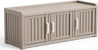 3 Doors Shoe Bench, Waterproof & UV-Resistant, Resin Shoe Cabinet Indoor & Outdoor Use, Entryway Bench with Adjustable Shelves & Hidden Storage Space for Bedroom, Hallway, Grey by Outdoorchairs