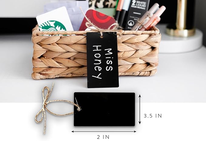 SAVVY & SORTED 12 Black Basket Tags 3.5” x 2”, Acrylic Hanging Tags - Image 3