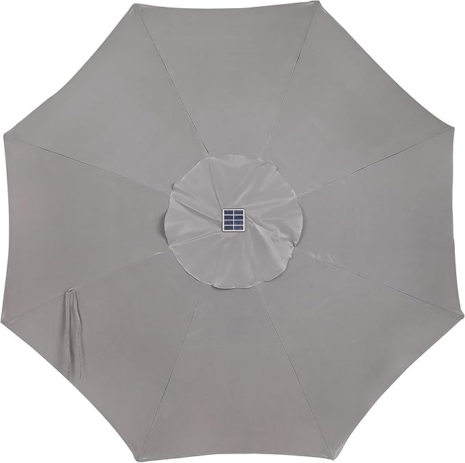 Blissun 9 ft Solar Umbrella, 32 LED Lighted Patio Umbrella, Table Market Umbrella, Outdoor Umbrella for Garden, Deck, Backyard, Pool and Beach (Grey) - Image 4