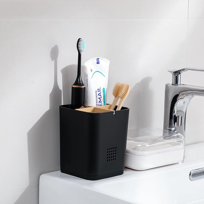 Toothbrush Holders Drainage for Bathrooms, 4 Slots Tooth Brushing Holder - Image 2