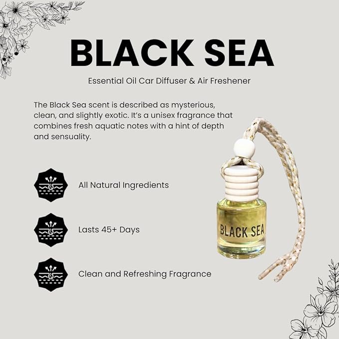 Black Sea Scent Hanging Car Air Freshener – Long Lasting Essential Oil Diffuser - Image 4