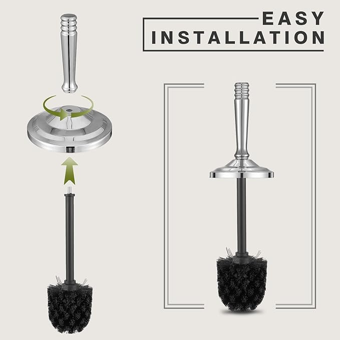 Chrome Toilet Brush and Holder Set, Stainless Steel Toilet Brush - Image 6