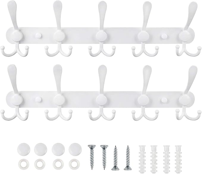 Wall Mounted Coat Rack, 2 Packs 15 Hooks Stainless Steel Coat Hook Rail - Image 4