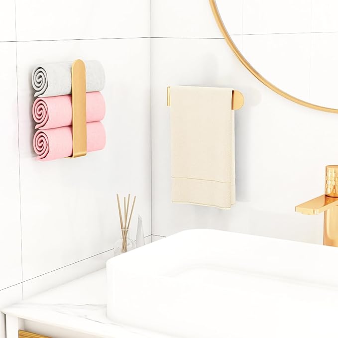 Self Adhesive Hand Towel Holder Rose Gold, 8 Inch Towel Holder - Image 7