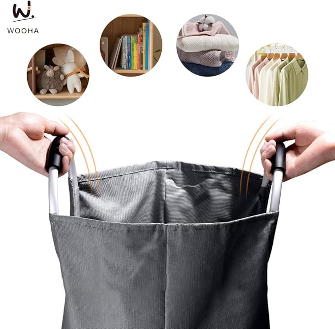 WOOHA 125L Large laundry basket, Collapsible laundry hamper, Tall Clothes - Image 6