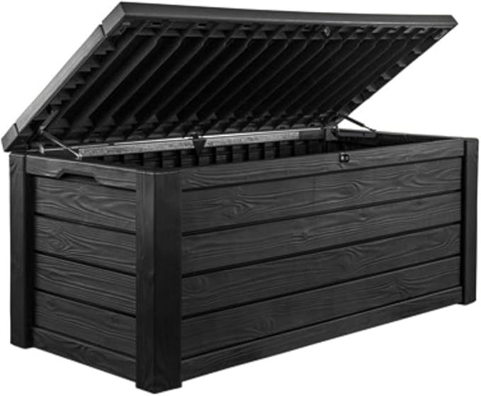 Keter Westwood 150 Gallon Resin Large Outdoor Storage Box for Patio Furniture, Outdoor Cushions, Garden Tools and Pool Floats, Dark Grey - Image 9