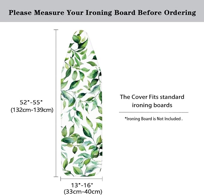 Green Leaves Ironing Board Cover Standard Size 15 x 54 Stain Resistant - Image 5