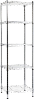 Amazon Basics 5-Shelf Tower Adjustable Storage Shelving Unit, Chrome, 16" x 16" x 54", 150 lbs Per Shelf | Tower, Adjustable by AmazonBasics
