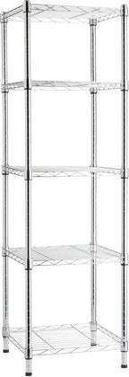 Amazon Basics 5-Shelf Tower Adjustable Storage Shelving Unit, Chrome, 16" x 16" x 54", 150 lbs Per Shelf | Tower, Adjustable by AmazonBasics
