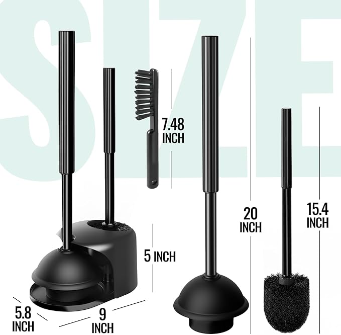 2PACK 3 in 1 Toilet Brush and Plunger Set - Image 7
