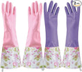 KINGFINGER 2 Pairs Latex-Free Reusable Dishwashing Gloves, PVC Waterproof Long by KINGFINGER