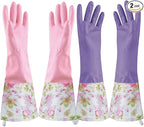 KINGFINGER 2 Pairs Latex-Free Reusable Dishwashing Gloves, PVC Waterproof Long by KINGFINGER