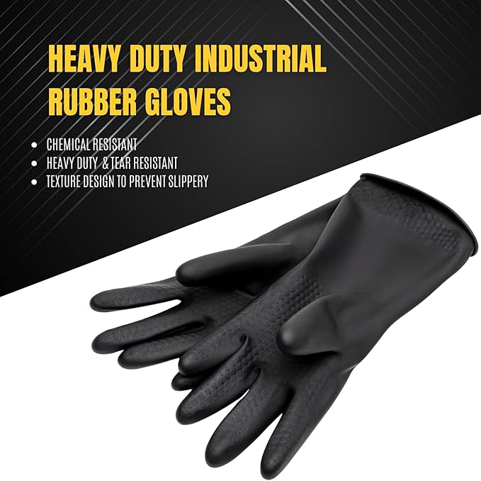Chemical Resistant Latex Gloves, Cleaning Protective Safety Work Heavy Duty - Image 6