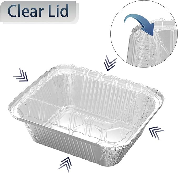 100 Pack 1 lb Rectangular Disposable Aluminum Foil Pan 16 oz Take Out Food - Image 3