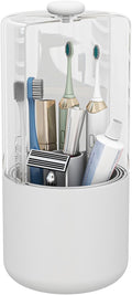 Toothbrush Holder with Cover 360 Rotating 4 Compartments Bathroom Toothpaste by YOOLENS