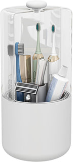 Toothbrush Holder with Cover 360 Rotating 4 Compartments Bathroom Toothpaste by YOOLENS
