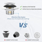 Universal 3 in 1 Bathtub Drain Stopper Bathtub Drain Hair Catcher, Pop-up Tub - Image 8