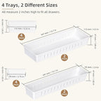 Desk Drawer Organizer Tray 4 PCS Plastic Office Drawer Organizer Bins Junk - Image 2